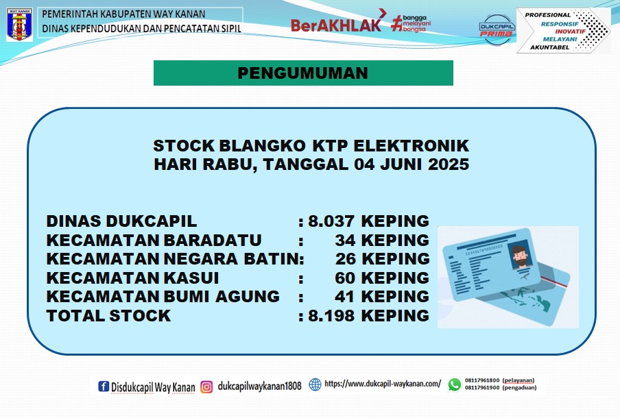 Update Stok Blangko KTP Elektronik Harian